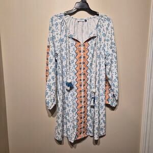 Cabana Life Sag Harbor Embroidered Tasseled Swim Dress Cover Up Medium